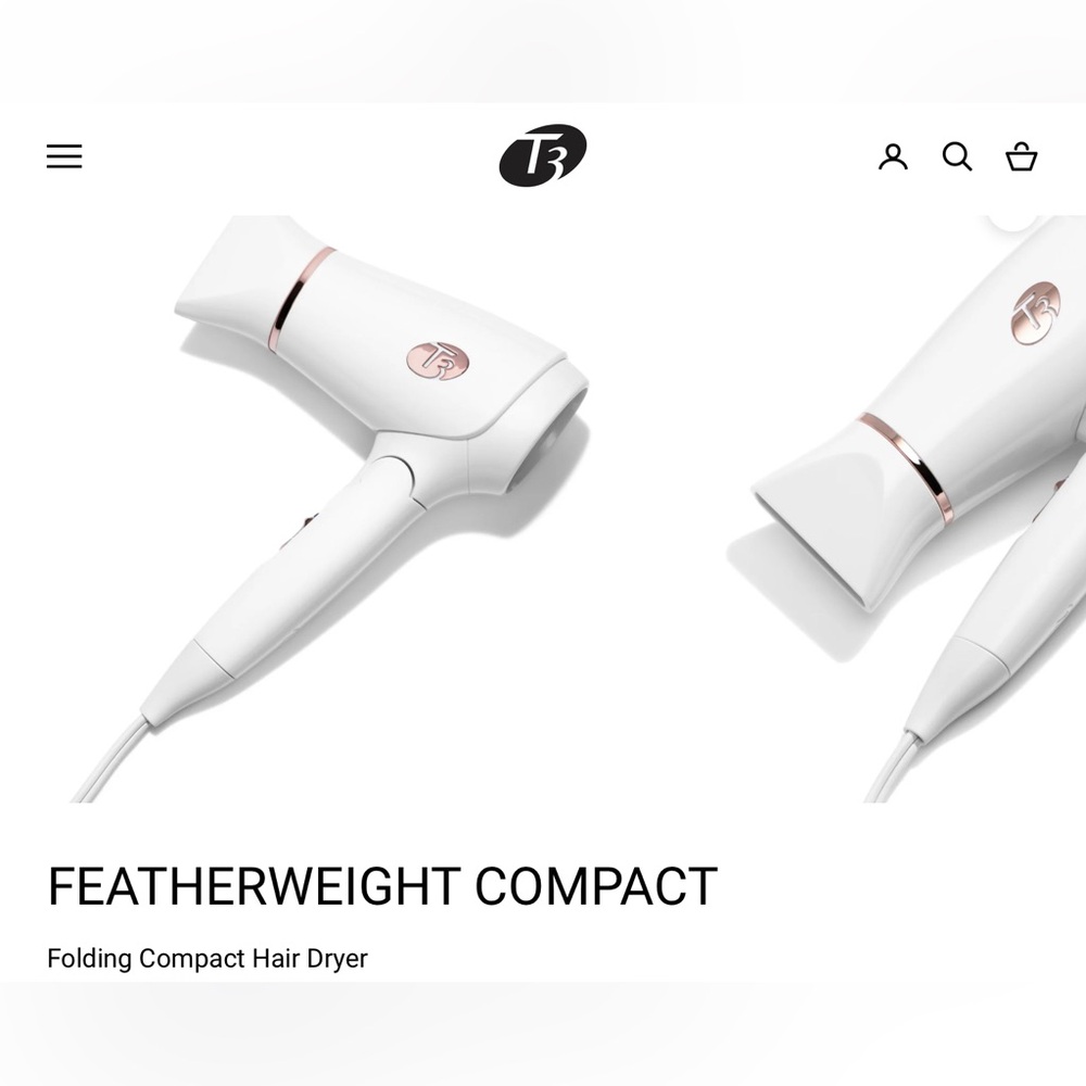 T3 Featherweight Compact Folding Compact Hair Dryer Used In Good Condition